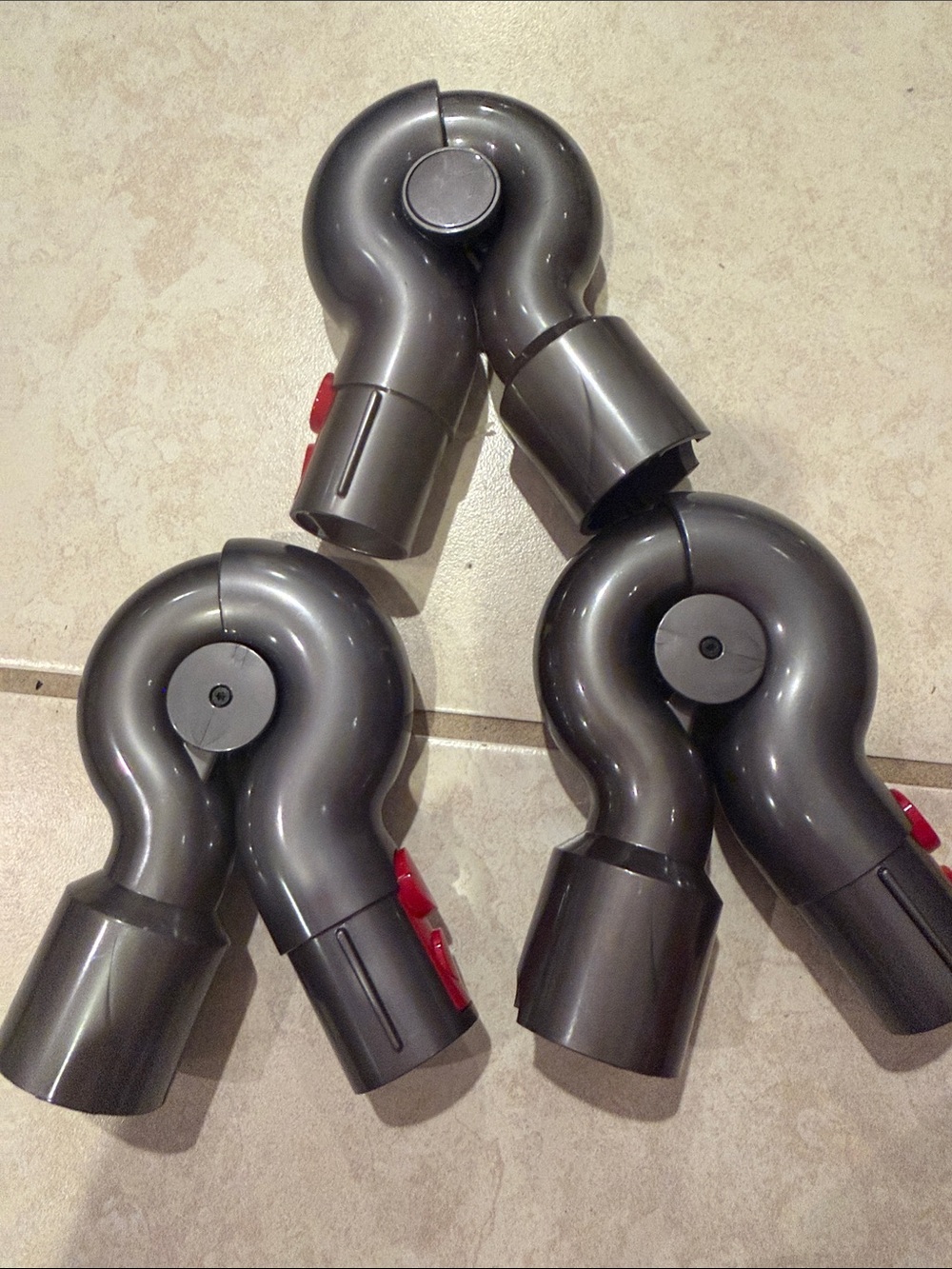 Dyson Gray Curved Vacuum Wand Elbows with Red Release Tabs - Set of 3